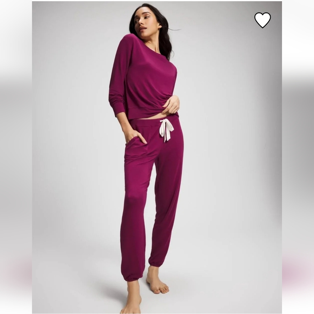 Soma Sunday Cosmic PINK Banded Pant, LS Top & Tee 3Pc Set XL/L Nwt